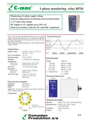 RP10, 1-phase monitoring