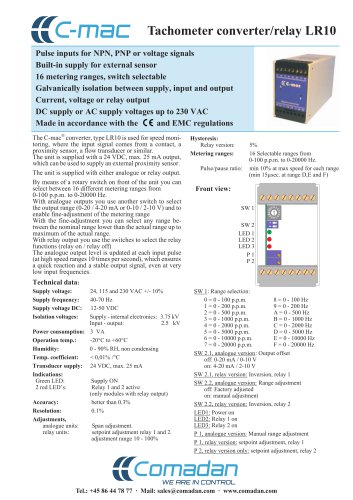 Tachometer converter/relay LR10