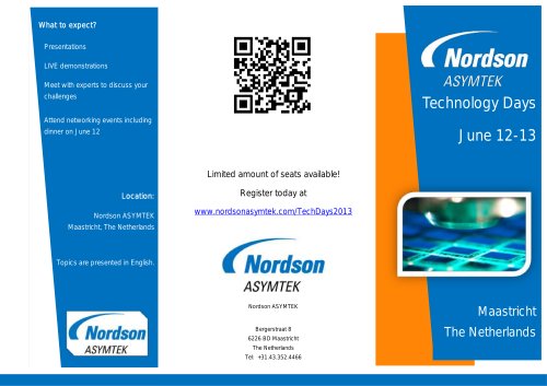 Nordson ASYMTEK announces Technology Days 2013 event - Maastricht, The Netherlands