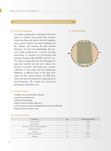 Liquid Cooling Plate Laminated Micro-channel Antenna