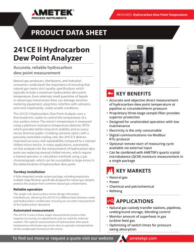 241 CE II Hydrocarbon Dew Point Analyzer