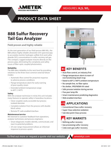 888 Sulfur Recovery Tail Gas Analyzer