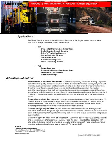 Products For Transportation And Transit Equipment