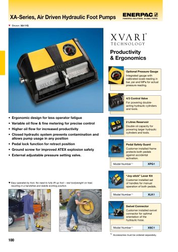 XA-Series, Air Driven Hydraulic Foot Pumps