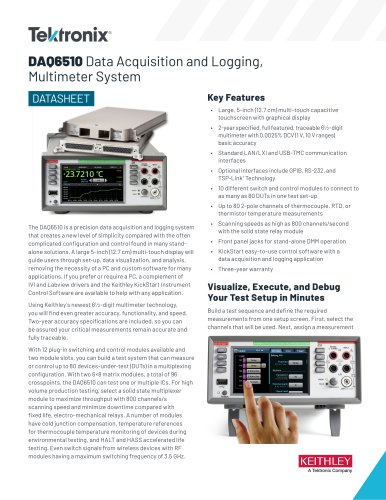 DAQ6510 Data Acquisition and Logging, Multimeter System