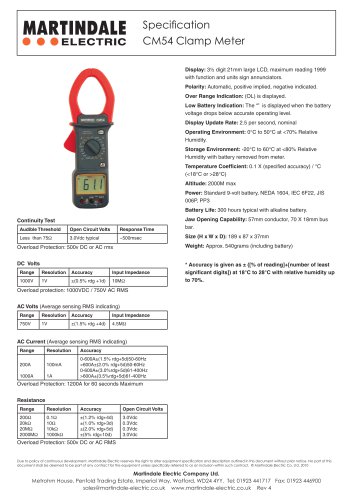 Clamp Meter: Martindale CM54 AC