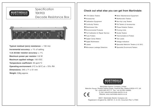 Decade Resistance Box: Martindale TEK903