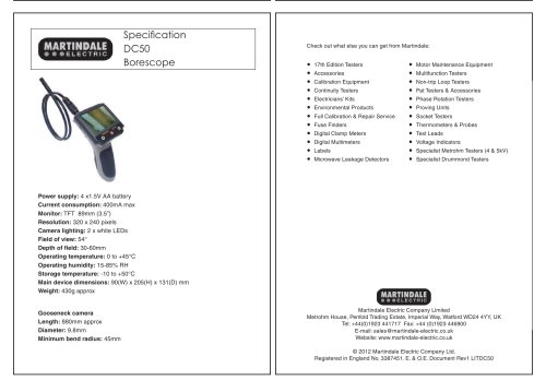 Martindale DC50 Borescope