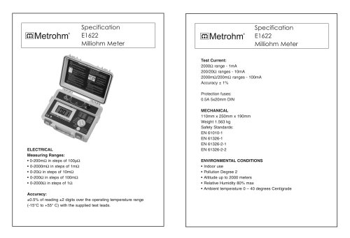 Metrohm: E1622 Milliohm Meter