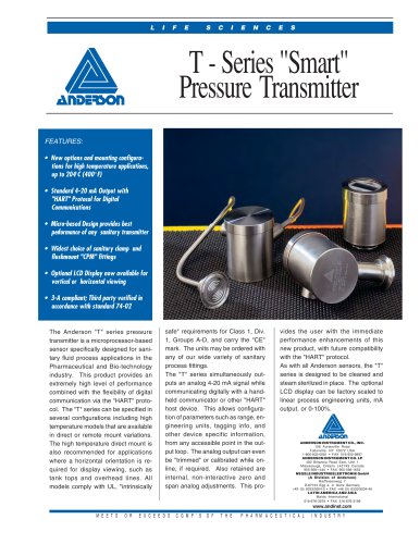 T-Series "Smart" Pressure Transmitter 