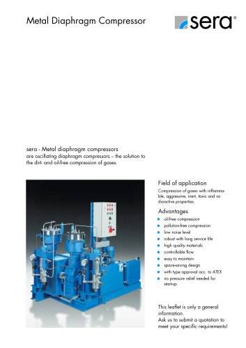 Data sheet Metal Diaphragm Compressors