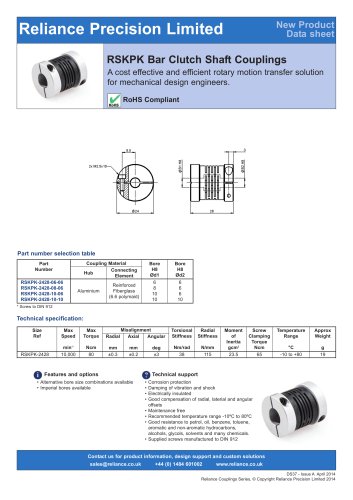 Bar Clutch Shaft Couplings - Datasheet