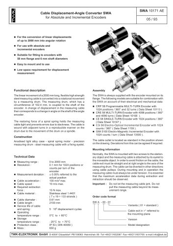 Draw-wire displacement angle converter SWA