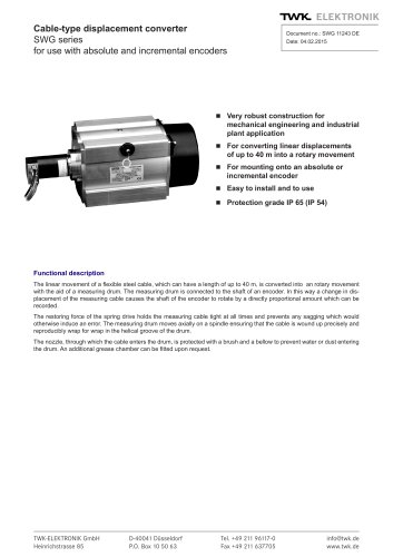 Draw-wire displacement converter SWG