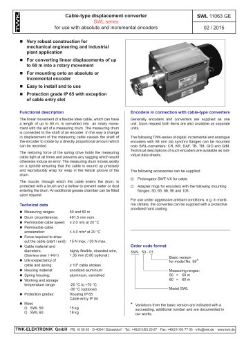 Draw-wire displacement converter SWL