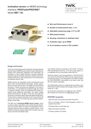 Inclinometer NBT/S3 SIL2/PLd