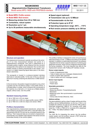 Magnetostrictive displacement transducer MPD