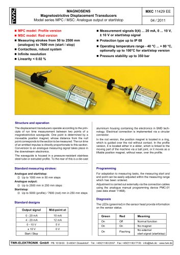 Magnetostrictive displacement transducer MSC