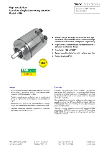 Rotary encoder HBN/S3 SIL2