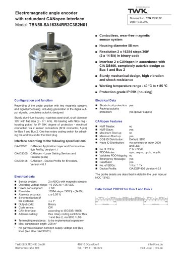 Rotary encoder TBN58/R2 redundant