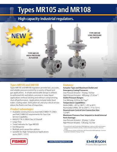 MR105 and MR108 High Capacity Industrial Regulators Flier