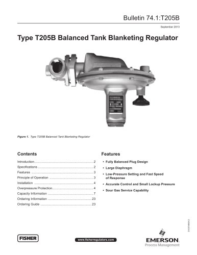 T205B Balanced Tank Blanketing Regulator