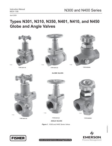 Types N301, N310, N350, N401, N410, and N450 Globe and Angle Valves