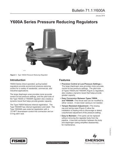 Y600A Series Pressure Reducing Regulators