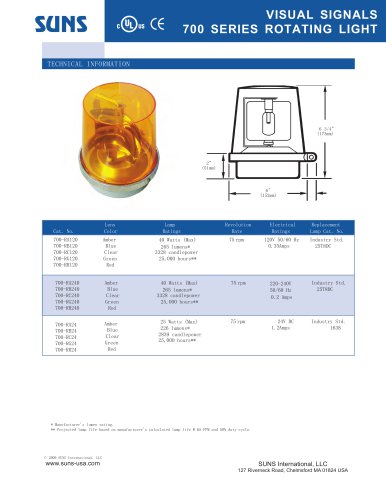 VISUAL SIGNALS 700 SERIES ROTATING LIGHT