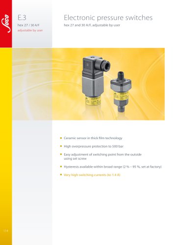 E.3 Electronic pressure switches hex 27 and 30 A/F, adjustable by user