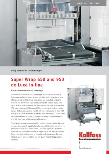 Fully automatic sleevewrapper SUPER WRAP 950 de Luxe In-Line