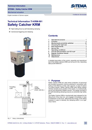 KRM - Safety Catcher mechanical actuation (without hydraulic or pneumatic)