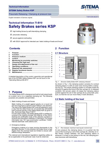 SITEMA Safety Brake general Information TI-B10