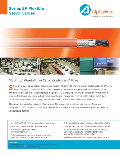 Series SF Flexible Servo Cable