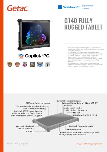 G140 FULLY RUGGED TABLET