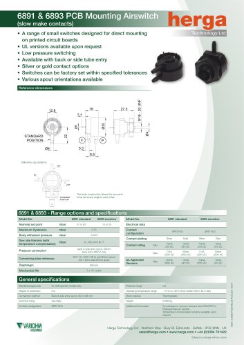 6891 & 6893 PCB Mounting Airswitch