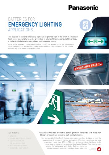 Panasonic Ni-MH Batteries Leaflet Emergency Lighting