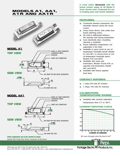 Pepi Thermal Controls Models A1, AA1, A1R & AA1R