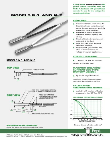 thermal protector MODELS N-1  and N2