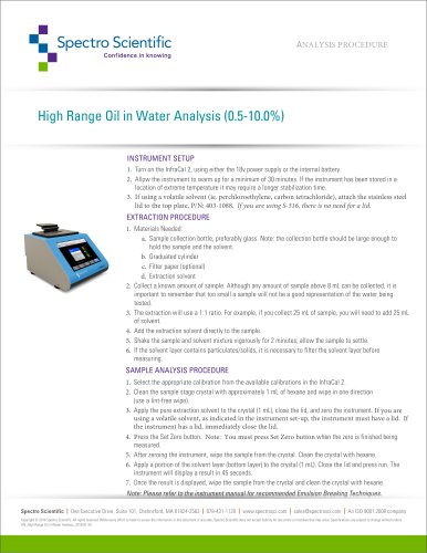 InfraCal 2 Analyzers High Range Oil in Water Analysis