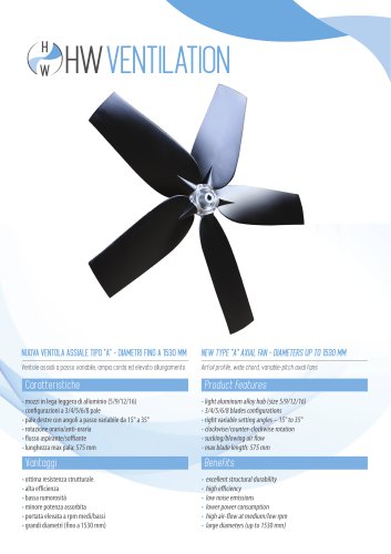 Datasheet - HW A Variable pitch sickled axial fan large diameters