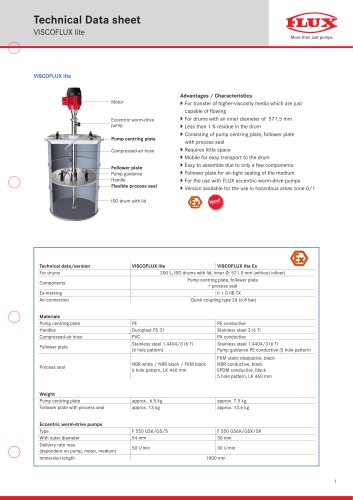 Drum emptying system VISCOFLUX lite data sheet