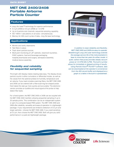 MET ONE 2400/2408 Portable Airborne  Particle Counter