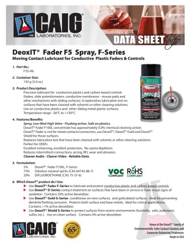 DeoxIT® Fader F5 Spray, F-Series