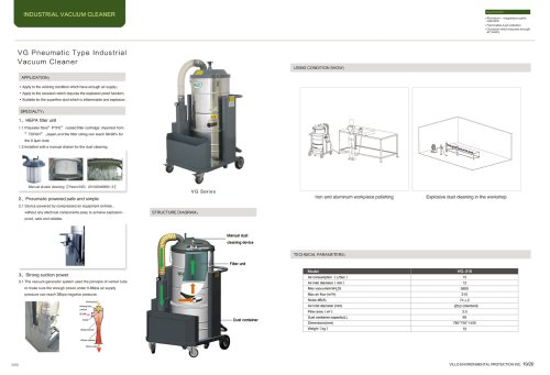 VILLO / pneumatic type industrial vacuum cleaner / powerless, iron and aluminum work piece polishing / VG