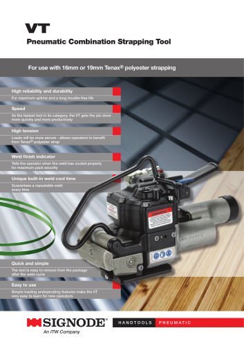 VT pneumatic Combination Strapping Tool for use with 16mm or 19mm Tenax® polyester strapping