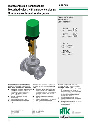 Motorized valve with emergency closing 6150-7010