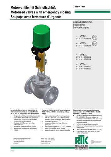 Motorized valve with emergency closing ST 6150/ ST 6151/ ST 6152