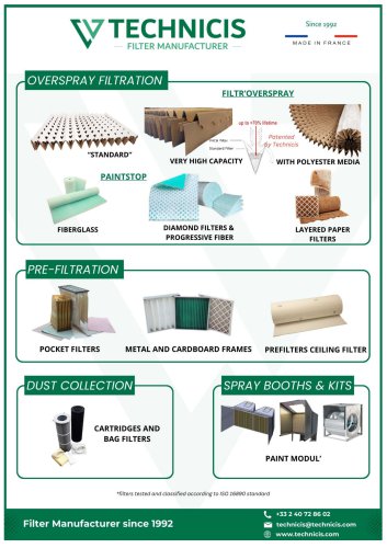 Technicis Filtration - Catalog filters for paint spray booths