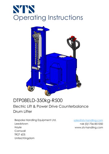 Motorized drum lifter - DTP08 Series - Instruction Manual (Motorized drum lifter DTP08 Series)
